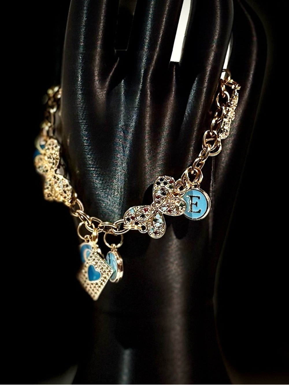 Gold Butterfly and Snake Charm Bracelet - Picture 4 of 5